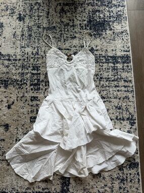 White Sleeveless Ruffle Midi Dress